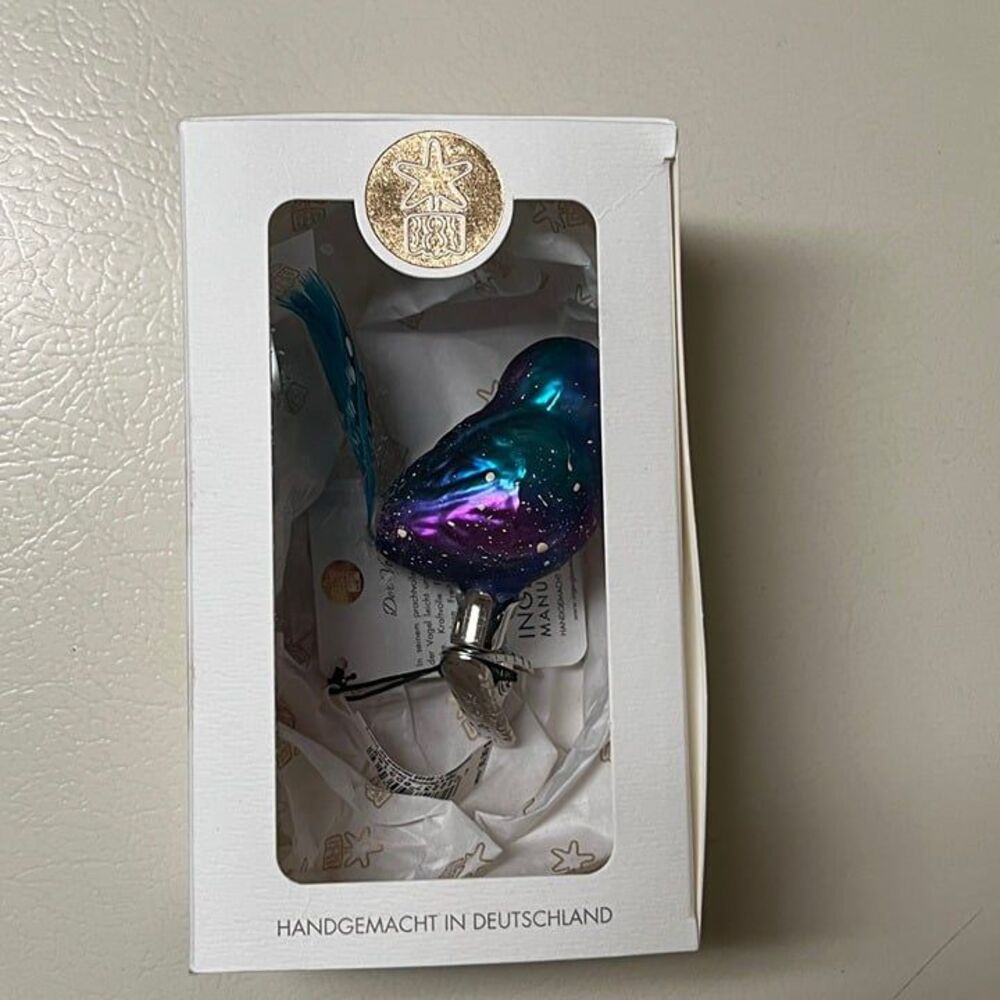 Inge-Glas Belinda Bluebird German Glass Christmas Tree Ornament - Picture 10 of 12